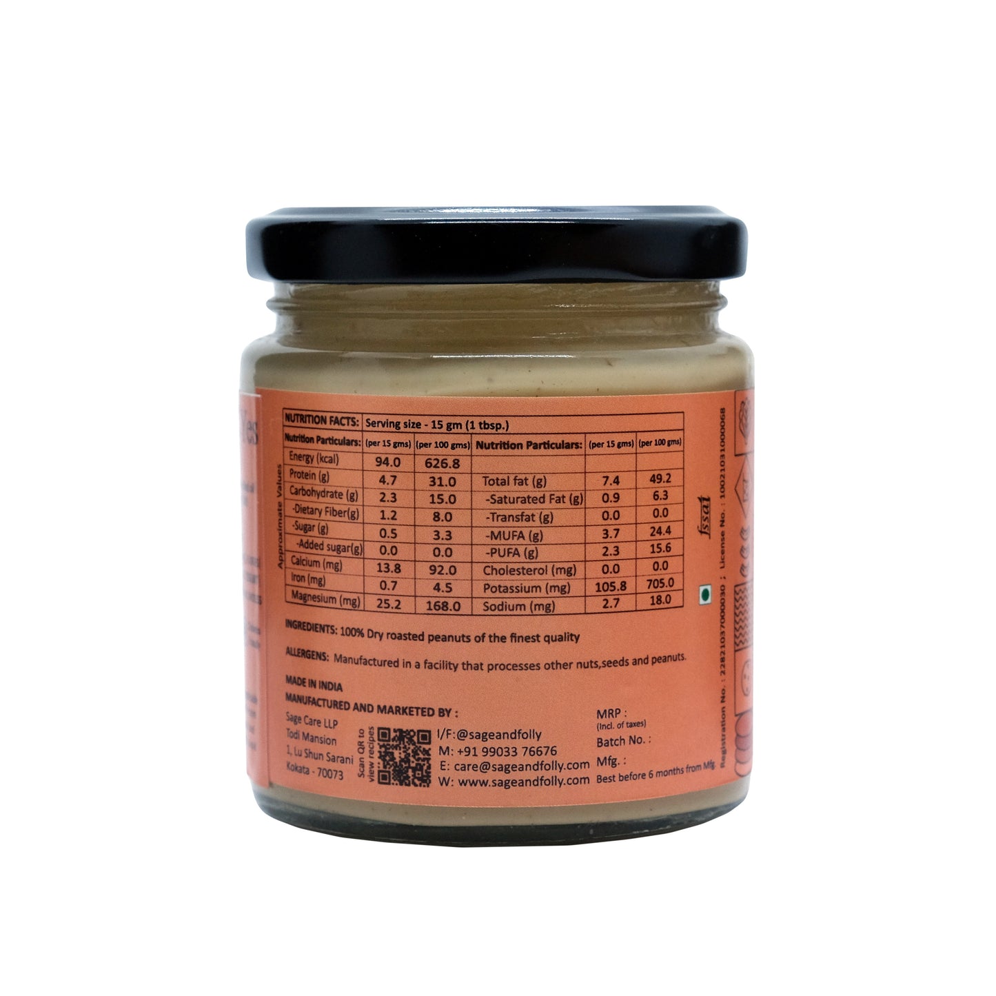 Classic Peanut Butter (unsalted & unsweetened)